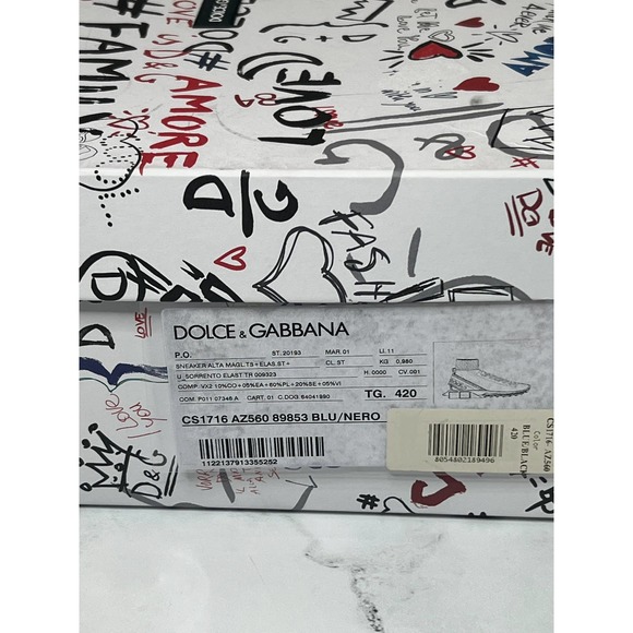 Dolce & Gabbana Hightop Sorrento Sneakers with DG Logo in Blue - Picture 10 of 10